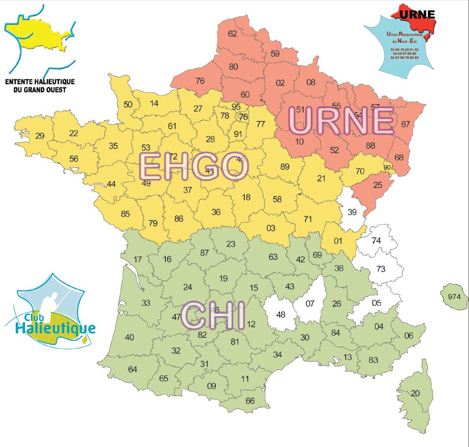 la carte des d�partements r�ciprocitaires