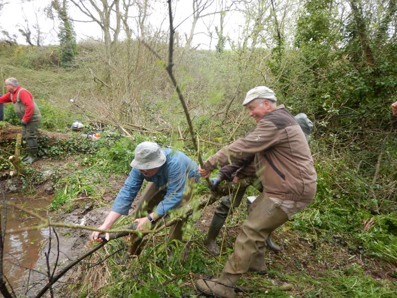 2 - Guy, Jean-Yves et Gilles font une d�monstration de tirage de branche.